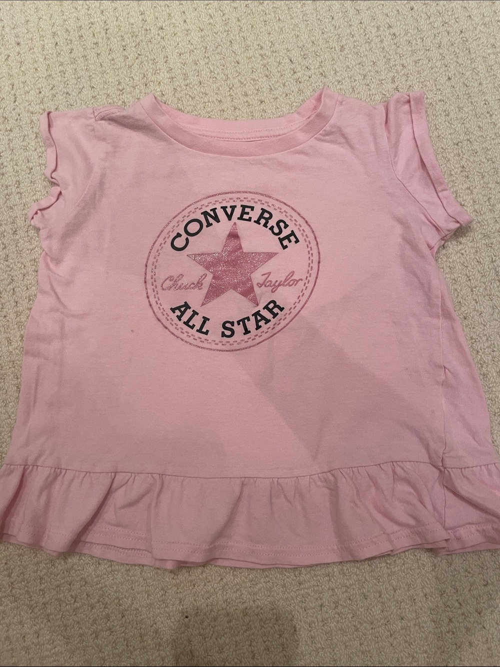 Converse Light Pink All Star Glitter Star Tee
